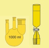 Dreihalskolben 1000 ml mit Dosiertrichter 200 ml